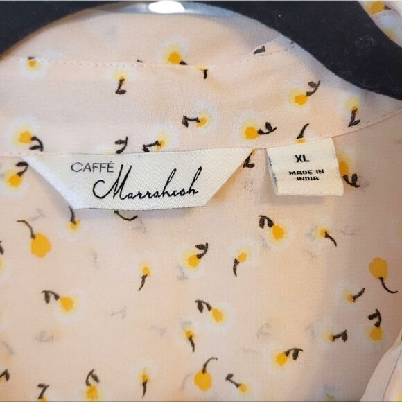 Caffe Marrakesh Women's Blush Pink Floral Flowy Button Front Tunic Size XL - Picture 3 of 7